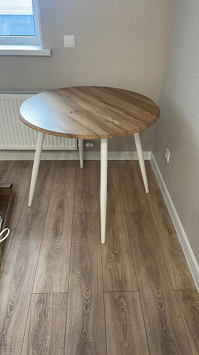 Стеклянный стол Абилин 100(140)х100х76 мрамор черный / черный матовый фото покупателя 12