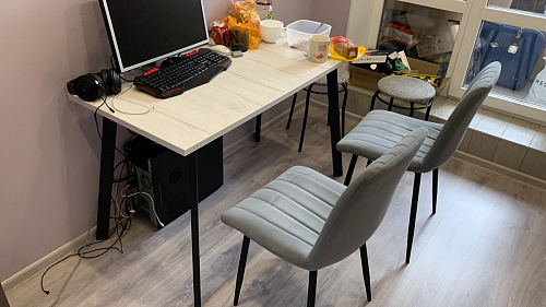 Стол Тринити Лофт 120 32 мм бетон / черный матовый фото покупателя 234