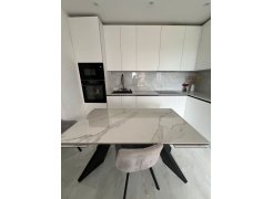 Керамический стол Ливи 140(200)х80х78 белый мрамор / черный фото покупателя 32