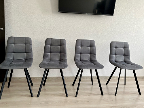 Стул на металлокаркасе Чилли синяя ткань / белый фото покупателя 772