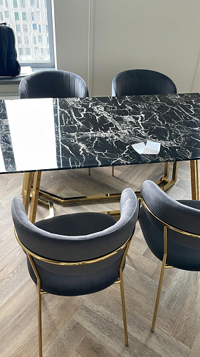 Стул на металлокаркасе Kamelia зеленый / золото фото покупателя 7