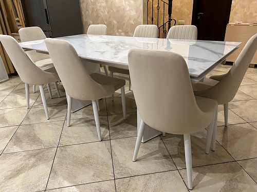 Керамический стол Монерон 180(240)x90 calacatta gold / дуб монтана фото покупателя 5