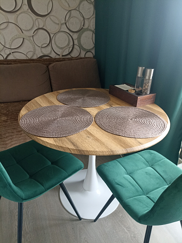 Стол Тулип 90х73 дуб вотан / белый  - Уцененный экземпляр фото покупателя 30