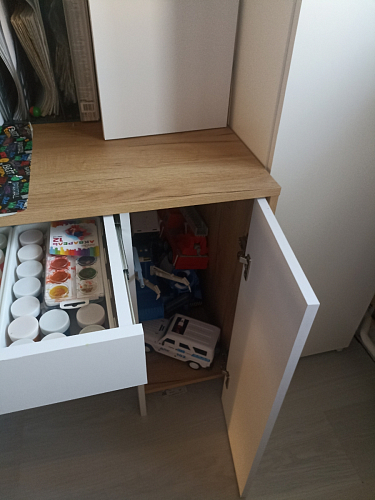 Письменный стол Комфорт 12.71 дуб золотой craft / белая аляска  - Уцененный экземпляр фото покупателя 104