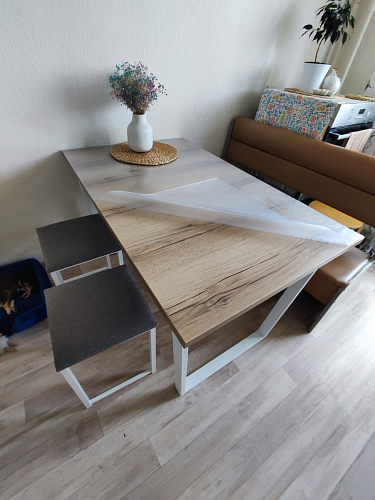 Деревянный стол Барон О 200 х 90 белая пленка шагрень / белый фото покупателя 42