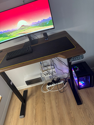 Компьютерный стол Маркос 140х80 голубой / черный фото покупателя 53