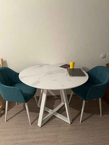 Стеклянный стол Норфолк 100 золото фото покупателя 26