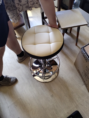 Барный стул 5008-LM Bruno черно-белый / хром фото покупателя 2