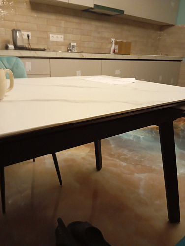 Керамический стол Норман 140 (200) х 80 белый мрамор alpin white / snow white / белый фото покупателя 35