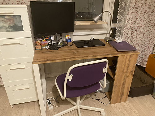 Письменный стол Битти Лофт 116х60х75 дуб делано светлый / белый матовый фото покупателя 133