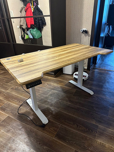 Компьютерный стол Маркос с механизмом подъема 140х80х75 орех кантри / белый фото покупателя 33