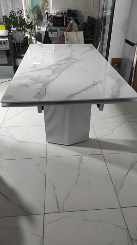 Стеклянный стол Монерон 200(260)х100х77 мейджик / орех кантри фото покупателя 11