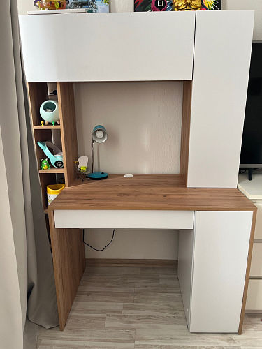 Письменный стол Комфорт 12.71 дуб золотой craft / белая аляска фото покупателя 7