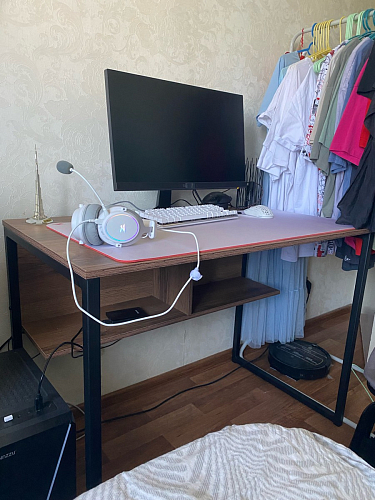 Письменный стол Клер Лофт дуб делано темный / черный матовый фото покупателя 25