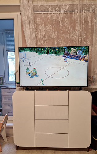 Комод Мебелеф - 37 ясень шимо тёмный / голубой глянец фото покупателя 2