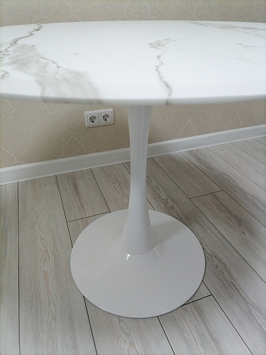 Стол Тулип 80х73 мрамор черный / белый фото покупателя 38