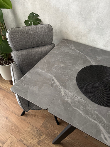 Керамический стол Норман 140(200)х80 серый мрамор larka grey / черный фото покупателя 51
