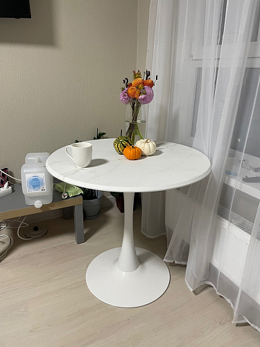 Стол Тулип 80х73 мрамор черный / белый фото покупателя 2