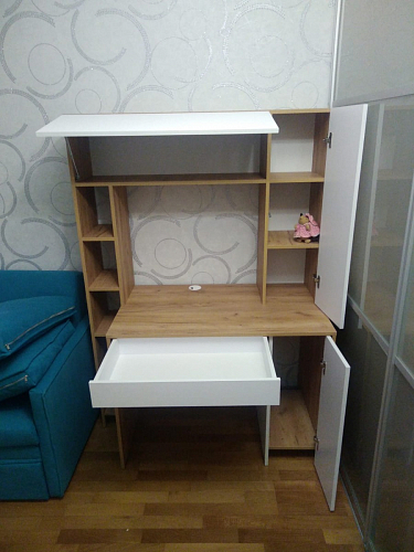 Письменный стол Комфорт 12.71 дуб золотой craft / белая аляска  - Уцененный экземпляр фото покупателя 149