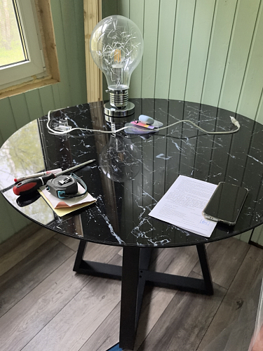 Стеклянный стол Норфолк 100 золото фото покупателя 18