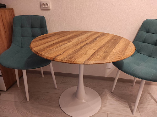 Стол Тулип 90х73 дуб вотан / белый  - Уцененный экземпляр фото покупателя 48