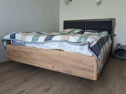 Двуспальная кровать Клауд 160х200 парящая дуб крафт золотой / антрацит фото покупателя 54