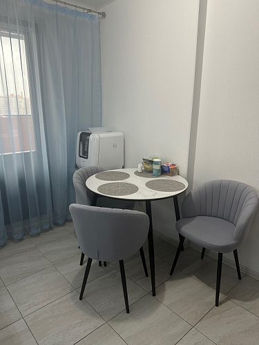 Стеклянный стол Абилин 100(140)х100х76 мрамор черный / черный матовый фото покупателя 39