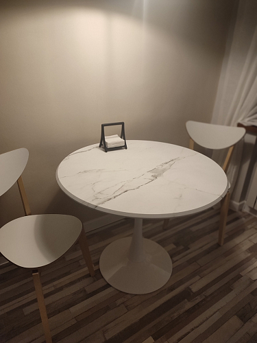 Стол Тулип 80х73 мрамор черный / белый фото покупателя 56