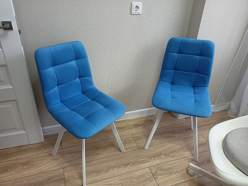 Стул на металлокаркасе Чилли синяя ткань / белый фото покупателя 1339