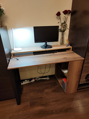 Письменный стол Битти Лофт 116х60х75 дуб делано светлый / белый матовый фото покупателя 34