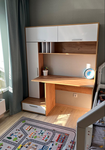 Письменный стол Лайт 03.243 дуб золотой (craft) / белый премиум фото покупателя 224