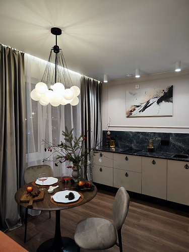 Стол Тулип 80х73 мрамор черный / белый фото покупателя 83