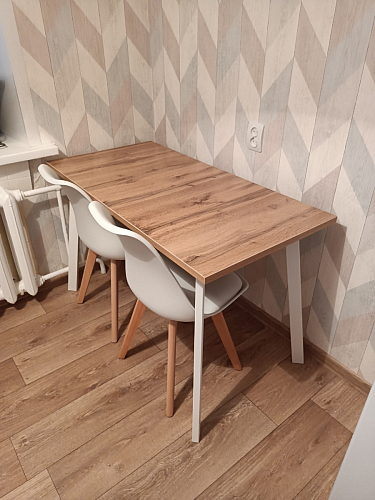 Стол Тринити Лофт 120 32 мм дуб галифакс табако / черный матовый фото покупателя 147