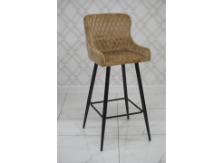 Барный стул Mint велюр темно-бежевый / черные ножки наконечники золото из шоурума 2