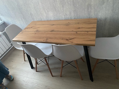 Стол Тринити Лофт 120 32 мм дуб галифакс табако / черный матовый фото покупателя 786