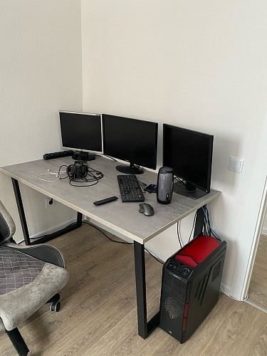 Деревянный стол Лота Лофт 140х80 черный матовый / бетон светлый фото покупателя 6