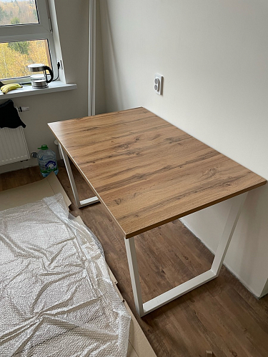 Деревянный стол Лота Лофт 120х75 белый матовый / дуб крафт золотой фото покупателя 58