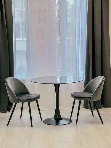 Стеклянный стол Tulip 90 black glass фото покупателя 24