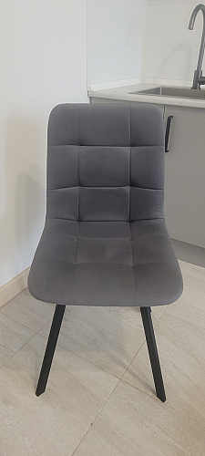 Стул на металлокаркасе Чилли К светло-серый велюр / черный каркас фото покупателя 62