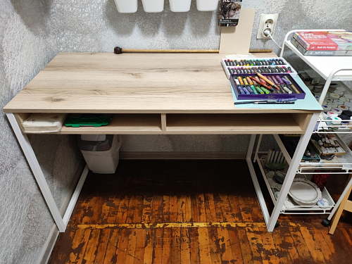 Письменный стол Леон Лофт дуб делано светлый / белый матовый фото покупателя 22