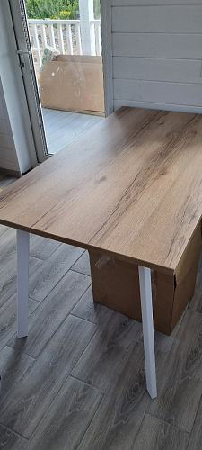 Стол Тринити Лофт 120 32 мм дуб галифакс табако / черный матовый фото покупателя 147