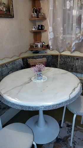 Стол Тулип 90х73 дуб вотан / белый  - Уцененный экземпляр фото покупателя 120