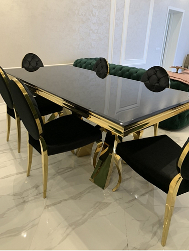 Стеклянный стол Komin 2 черный / золото фото покупателя 2