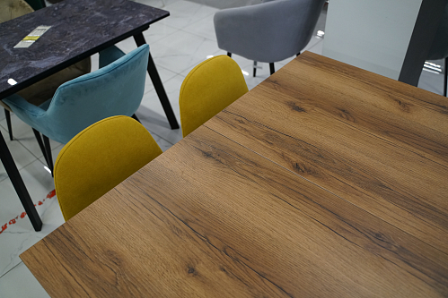 Стол раскладной Колон Лофт 120 25 мм дуб вотан / черный матовый из шоурума 5