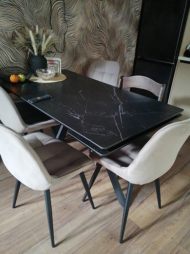 Керамический стол Вилли 140(200)х80х75 черный мрамор shakespeare black / черный фото покупателя 55