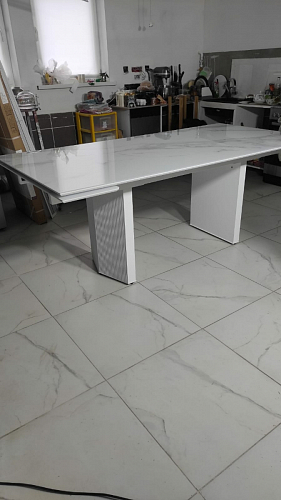 Стеклянный стол Монерон 200(260)х100х77 мейджик / орех кантри фото покупателя 12