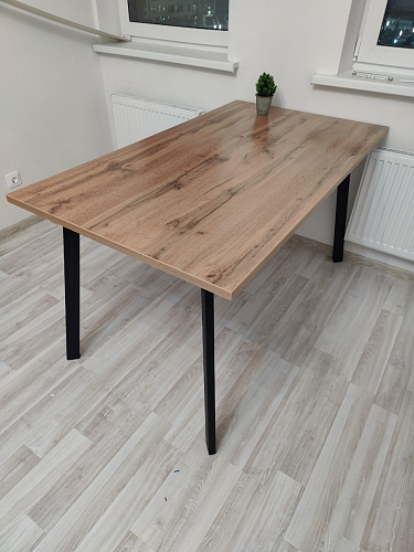 Стол Тринити Лофт 120 32 мм дуб галифакс табако / черный матовый фото покупателя 48