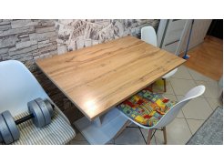 Деревянный стол Барон О 180 х 90 белая пленка шагрень / черный фото покупателя 13