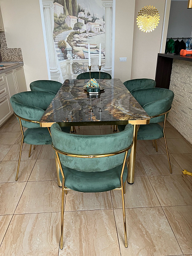 Стул на металлокаркасе Kamelia голубой / голубой / золотой фото покупателя 87