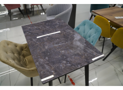 Стеклянный стол Агни 110 королевский мрамор / черный матовый из шоурума 9